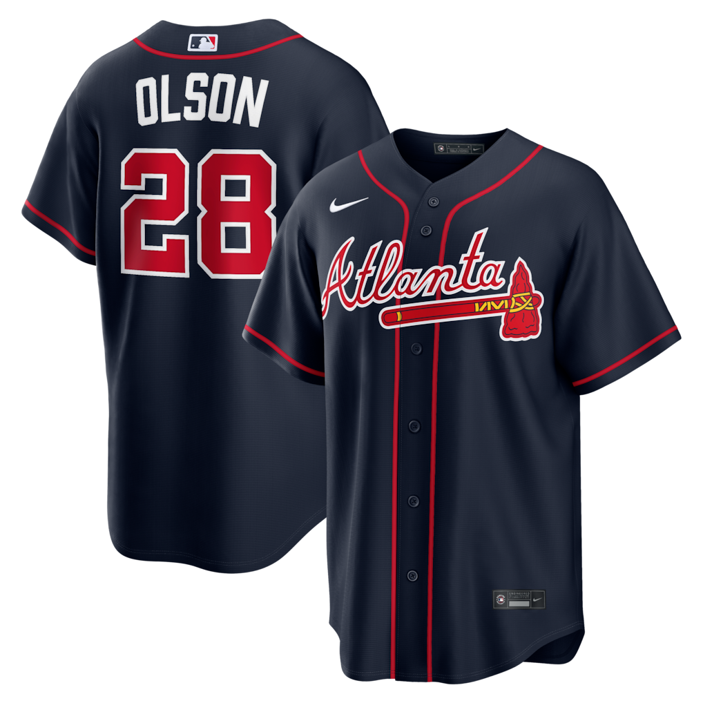Atlanta Braves Nike MLB Replica Alternate Jersey - Navy - Matt Olson - Mens