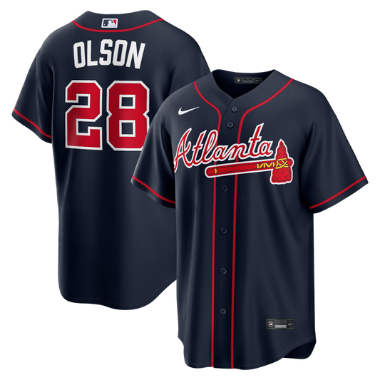 Atlanta Braves Nike MLB Replica Alternate Jersey - Navy - Matt Olson - Mens